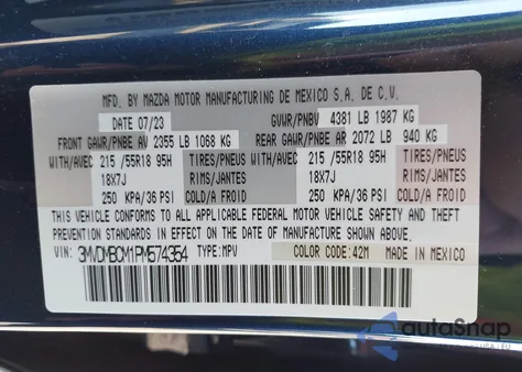 2023 Mazda Cx-30 2.5 S Preferred from USA, damaged, VIN 3MVDMBCM1PM574354